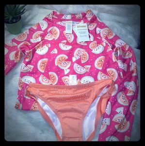 Girls swimsuit orange and pink